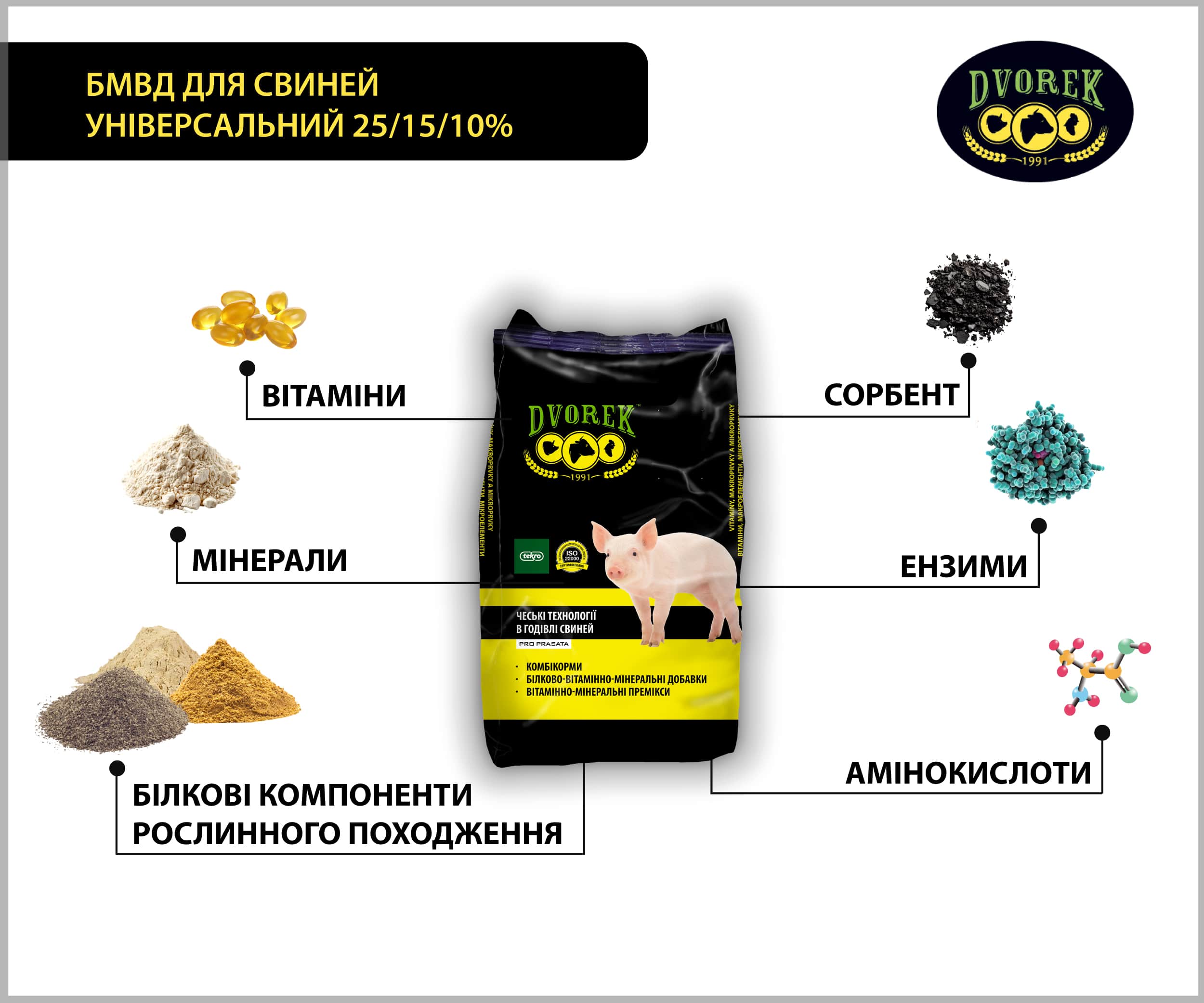 БМВД для свиней Dvorek універсальний 25/15/10% - 10 кг
