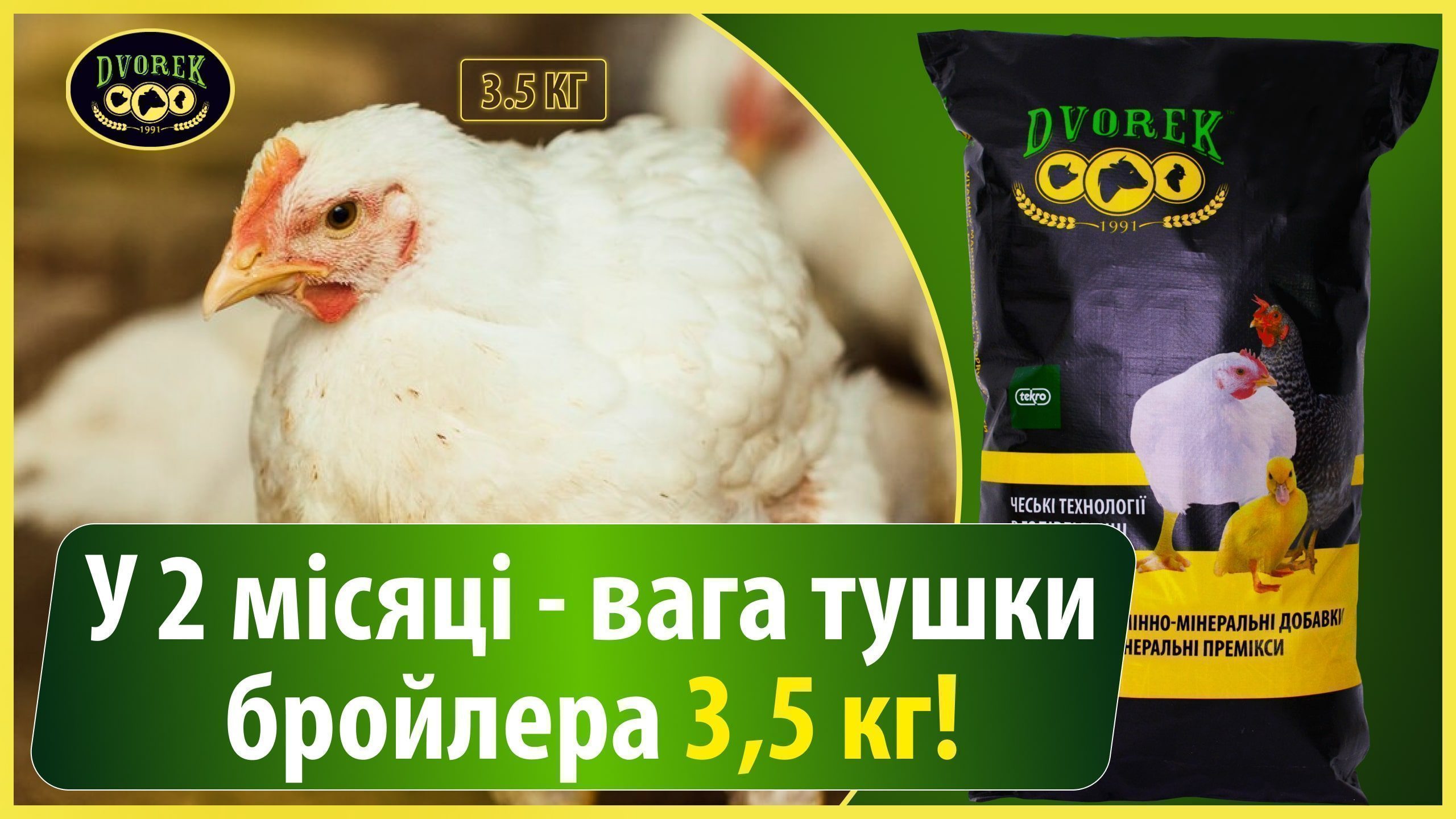 У 2 місяці – вага тушки бройлера 3,5 кг!